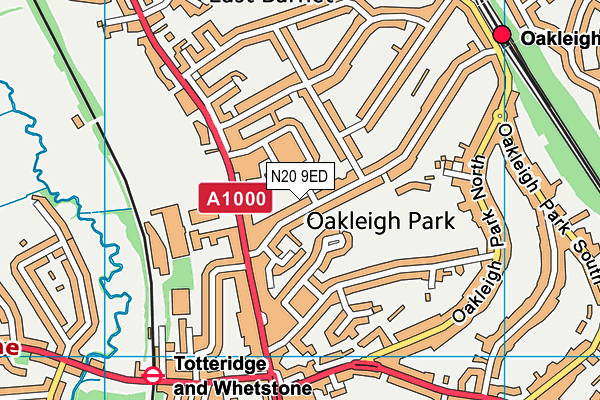 Alice Owen (Dame) map (N20 9ED) - OS VectorMap District (Ordnance Survey)