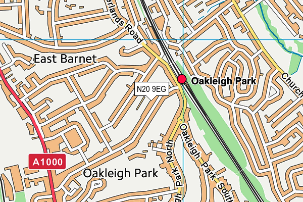 N20 9EG map - OS VectorMap District (Ordnance Survey)