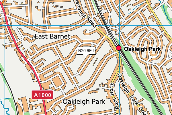 N20 9EJ map - OS VectorMap District (Ordnance Survey)