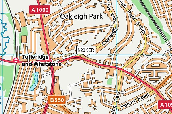 N20 9ER map - OS VectorMap District (Ordnance Survey)