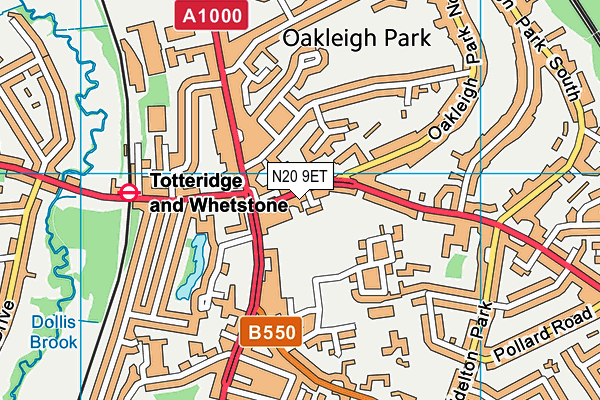 N20 9ET map - OS VectorMap District (Ordnance Survey)