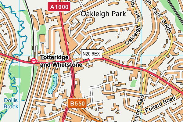 N20 9EX map - OS VectorMap District (Ordnance Survey)