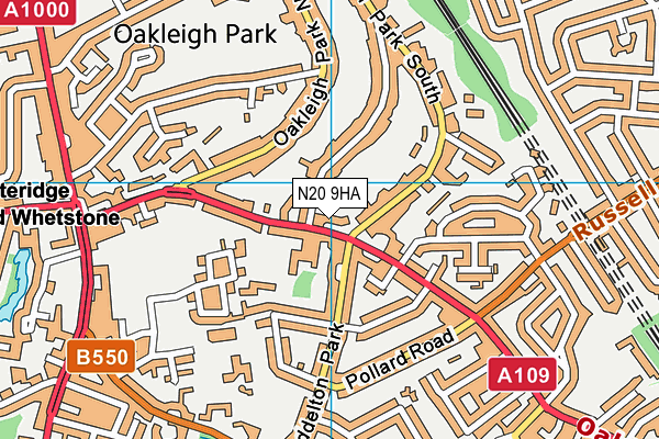 N20 9HA map - OS VectorMap District (Ordnance Survey)