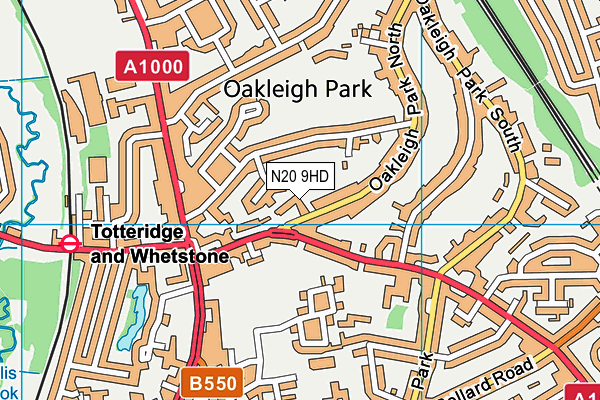 N20 9HD map - OS VectorMap District (Ordnance Survey)