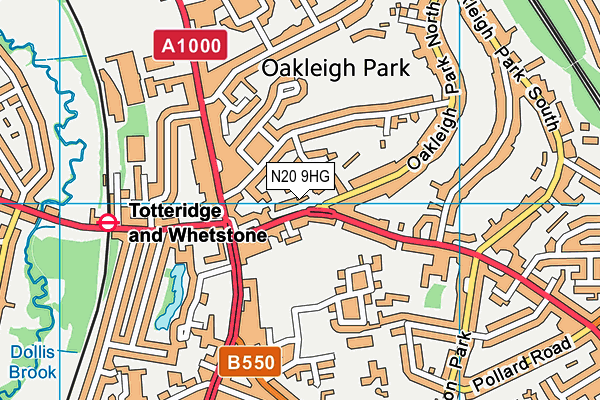 N20 9HG map - OS VectorMap District (Ordnance Survey)