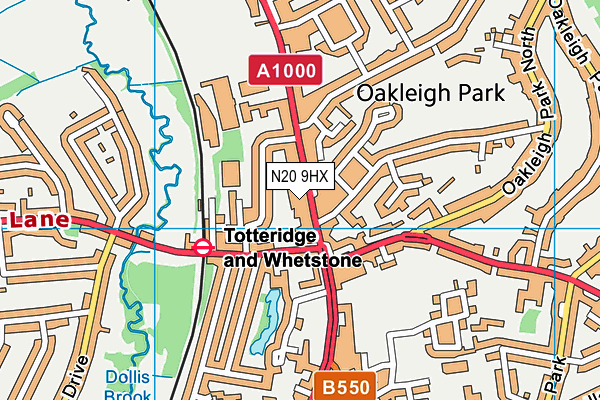 N20 9HX map - OS VectorMap District (Ordnance Survey)