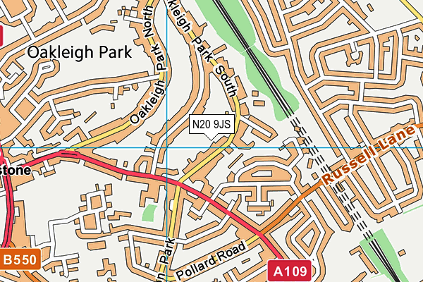 N20 9JS map - OS VectorMap District (Ordnance Survey)