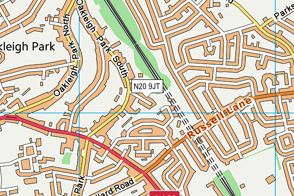 N20 9JT map - OS VectorMap District (Ordnance Survey)