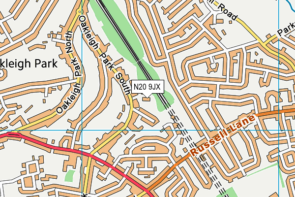 N20 9JX map - OS VectorMap District (Ordnance Survey)