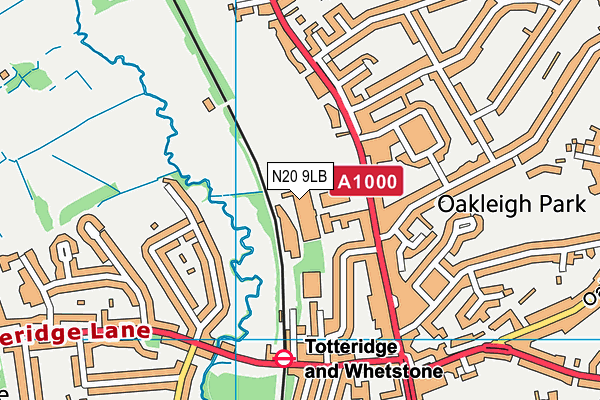 N20 9LB map - OS VectorMap District (Ordnance Survey)