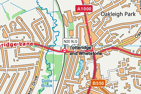 N20 9LG map - OS VectorMap District (Ordnance Survey)