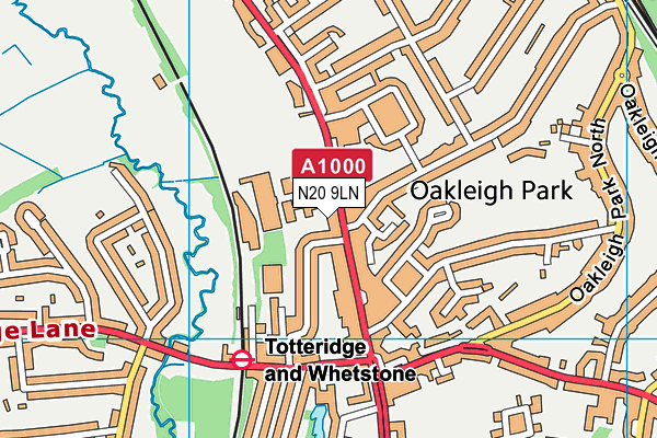 N20 9LN map - OS VectorMap District (Ordnance Survey)