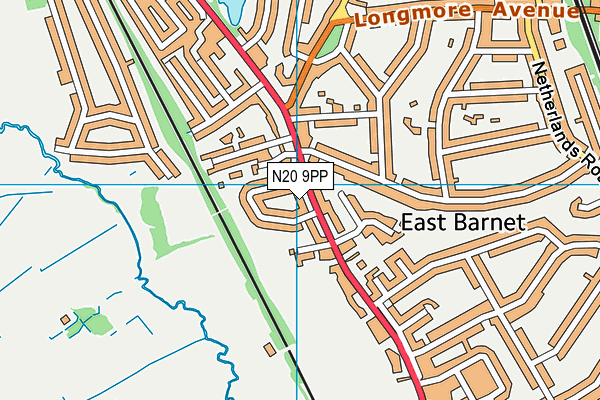 N20 9PP map - OS VectorMap District (Ordnance Survey)