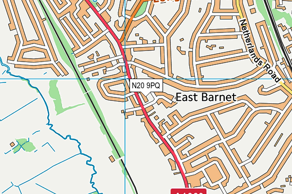 N20 9PQ map - OS VectorMap District (Ordnance Survey)