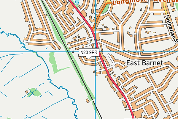 N20 9PR map - OS VectorMap District (Ordnance Survey)