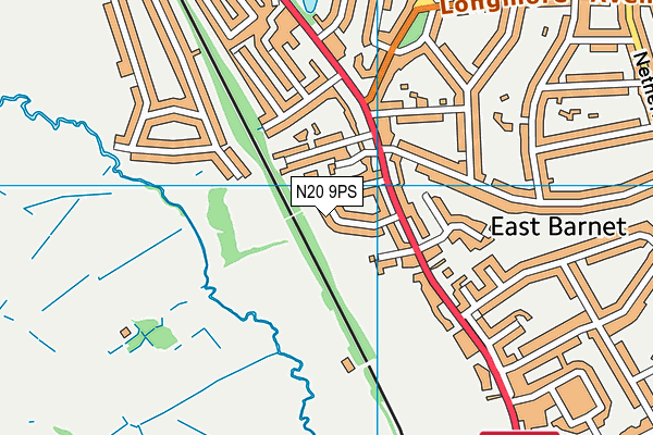 N20 9PS map - OS VectorMap District (Ordnance Survey)