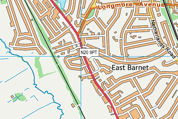 N20 9PT map - OS VectorMap District (Ordnance Survey)