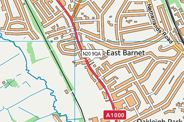 N20 9QA map - OS VectorMap District (Ordnance Survey)