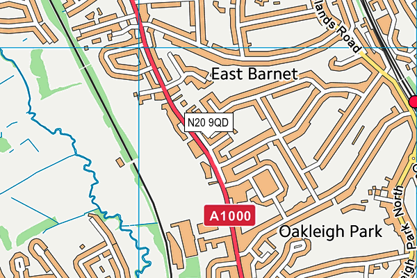 N20 9QD map - OS VectorMap District (Ordnance Survey)