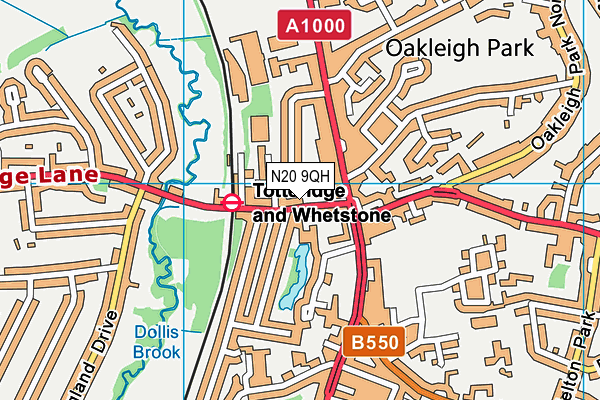 N20 9QH map - OS VectorMap District (Ordnance Survey)