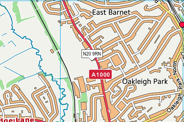 N20 9RN map - OS VectorMap District (Ordnance Survey)