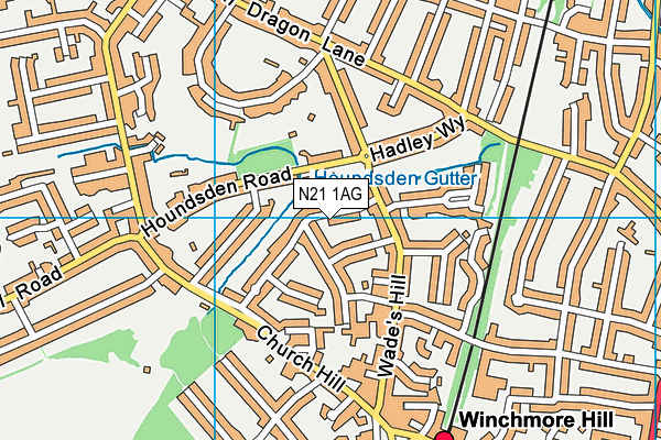 N21 1AG map - OS VectorMap District (Ordnance Survey)