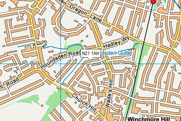 N21 1AH map - OS VectorMap District (Ordnance Survey)