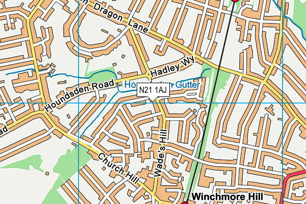 N21 1AJ map - OS VectorMap District (Ordnance Survey)