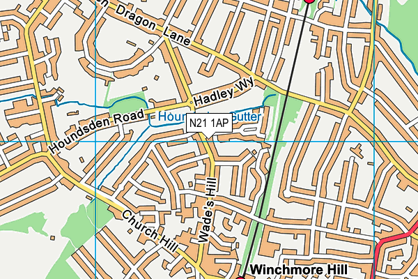 N21 1AP map - OS VectorMap District (Ordnance Survey)