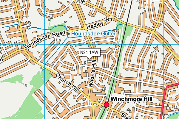 N21 1AW map - OS VectorMap District (Ordnance Survey)