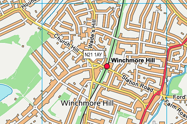 N21 1AY map - OS VectorMap District (Ordnance Survey)