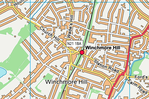 N21 1BA map - OS VectorMap District (Ordnance Survey)