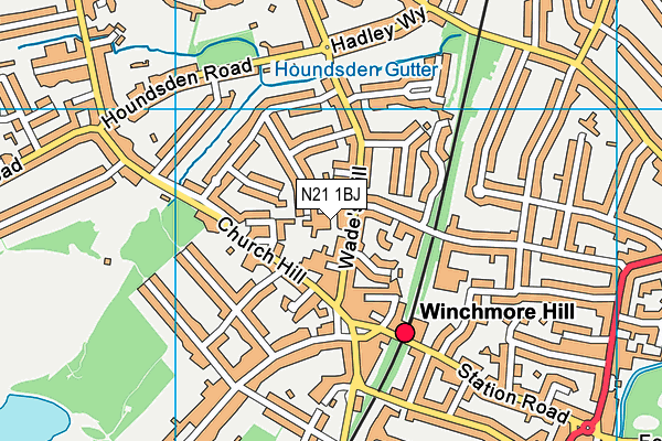 N21 1BJ map - OS VectorMap District (Ordnance Survey)