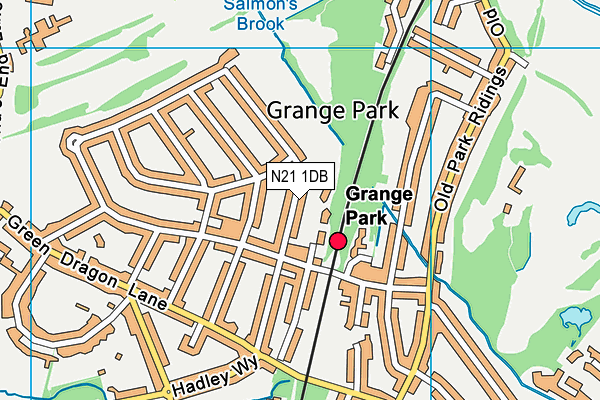 N21 1DB map - OS VectorMap District (Ordnance Survey)