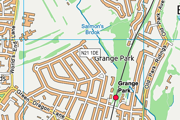 N21 1DE map - OS VectorMap District (Ordnance Survey)