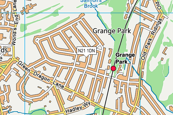 N21 1DN map - OS VectorMap District (Ordnance Survey)