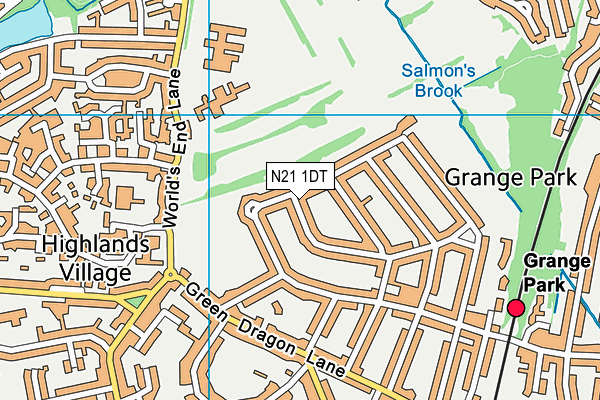 N21 1DT map - OS VectorMap District (Ordnance Survey)