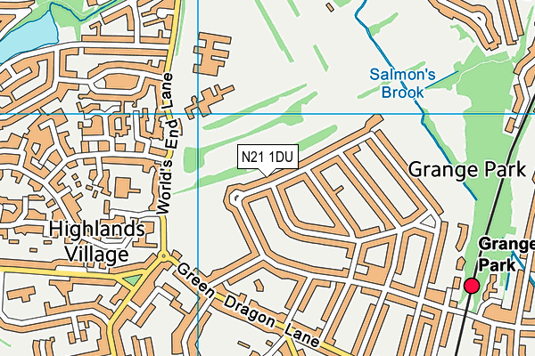 N21 1DU map - OS VectorMap District (Ordnance Survey)