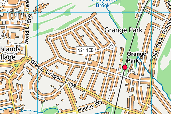 N21 1EB map - OS VectorMap District (Ordnance Survey)