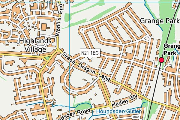 N21 1EG map - OS VectorMap District (Ordnance Survey)