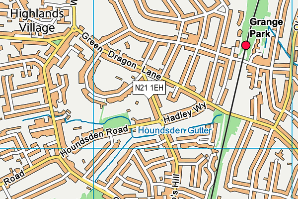 N21 1EH map - OS VectorMap District (Ordnance Survey)
