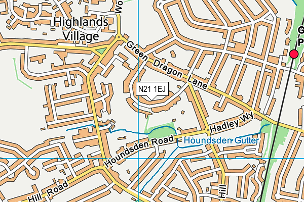 N21 1EJ map - OS VectorMap District (Ordnance Survey)