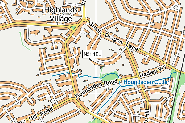 N21 1EL map - OS VectorMap District (Ordnance Survey)