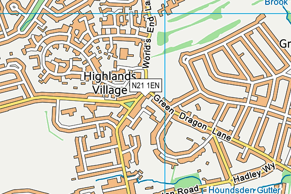 N21 1EN map - OS VectorMap District (Ordnance Survey)