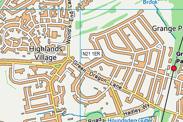 N21 1ER map - OS VectorMap District (Ordnance Survey)