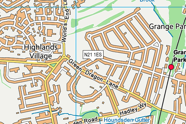 N21 1ES map - OS VectorMap District (Ordnance Survey)