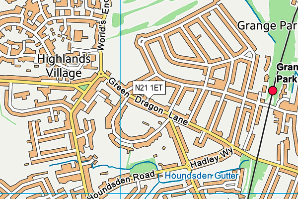 N21 1ET map - OS VectorMap District (Ordnance Survey)