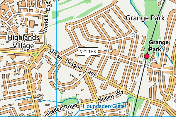 N21 1EX map - OS VectorMap District (Ordnance Survey)