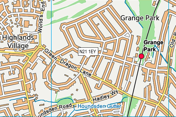 N21 1EY map - OS VectorMap District (Ordnance Survey)