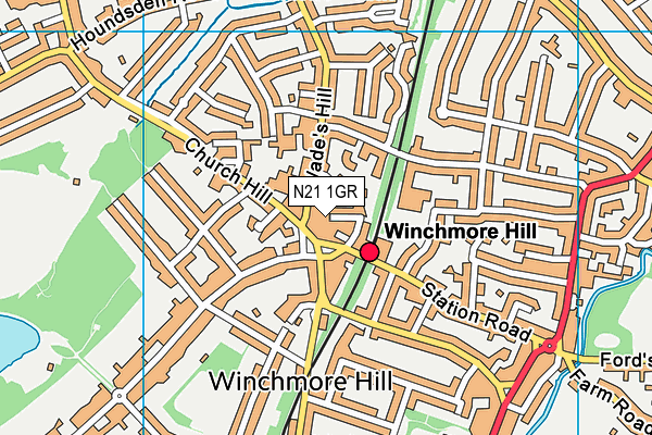 N21 1GR map - OS VectorMap District (Ordnance Survey)